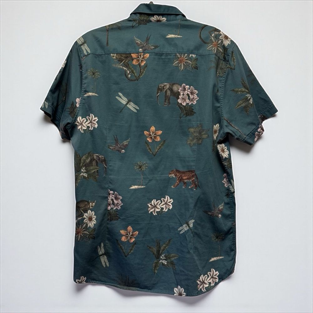 Ted Baker Teal Animal Jungle Novelty Print Floral Button Down Shirt - Picture 6 of 7